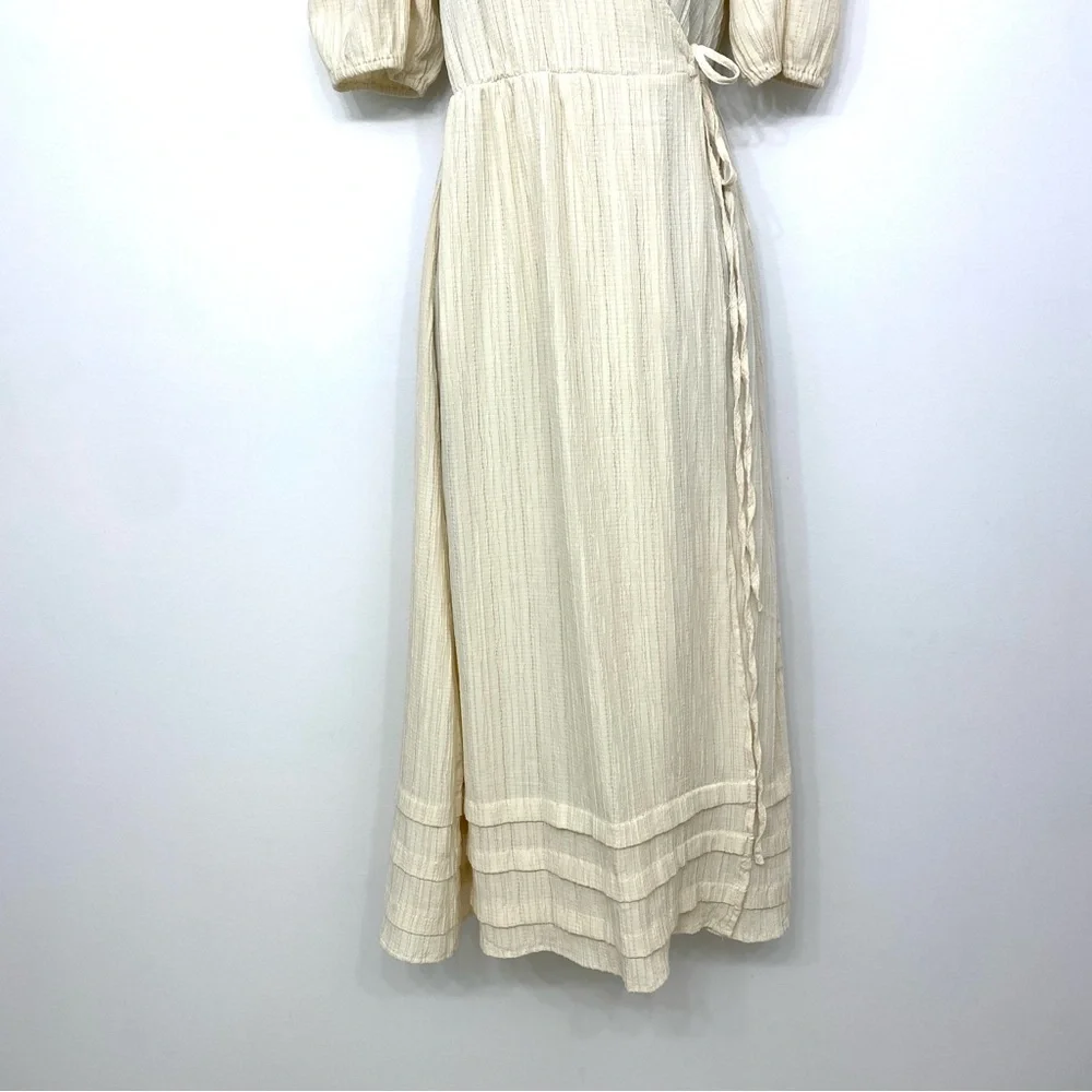 Stradivarius Cream Wrap Midi Dress - Size M - Picture 6 of 15